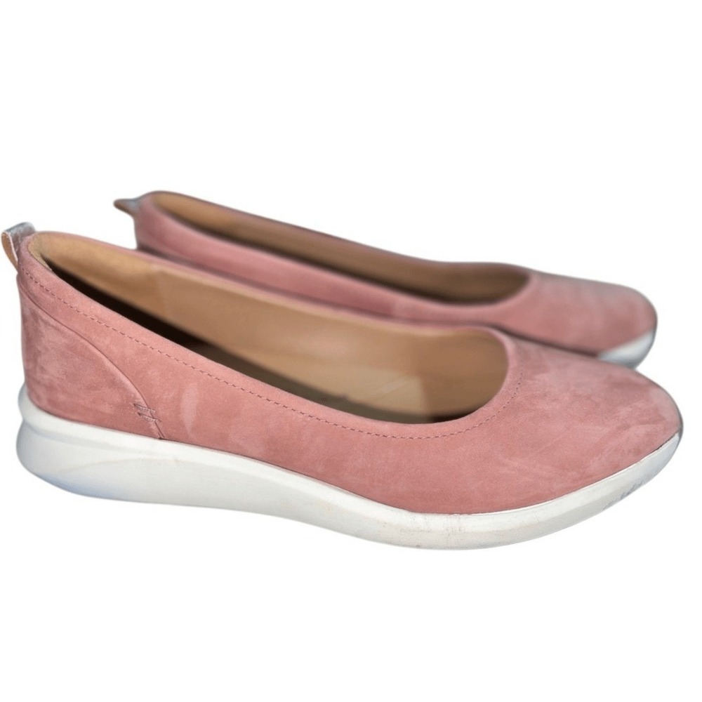 Clarks Flats Size 7 Un Rio Vibe Pink Suede Comfort Wedge Slip On Cushion NWOT
